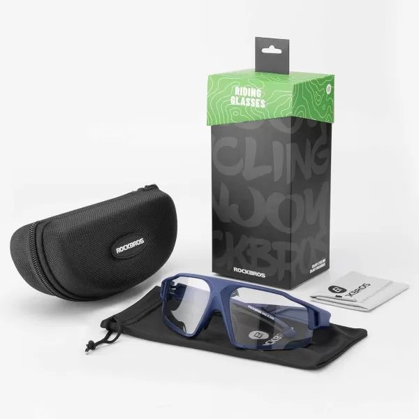 imageROCKBROS Photochromic Cycling Glasses for Men Cycling Glasses Clear Safety Glasses Road Mountain Bike Bicycle GlassesBlue