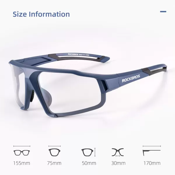 imageROCKBROS Photochromic Cycling Glasses for Men Cycling Glasses Clear Safety Glasses Road Mountain Bike Bicycle GlassesBlue