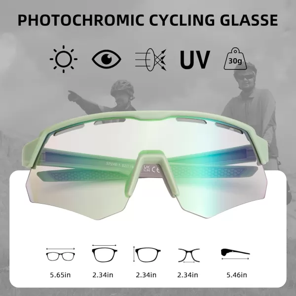 imageROCKBROS Photochromic Cycling Glasses for Men Running Glasses for Women Mountain Bike SunglassesGreen