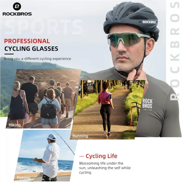 imageROCKBROS Photochromic Cycling Glasses for Men Running Glasses for Women Mountain Bike SunglassesGreen