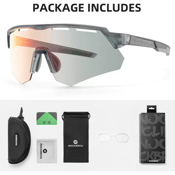 imageROCKBROS Photochromic Cycling Glasses for Men Running Glasses for Women Mountain Bike SunglassesGrey