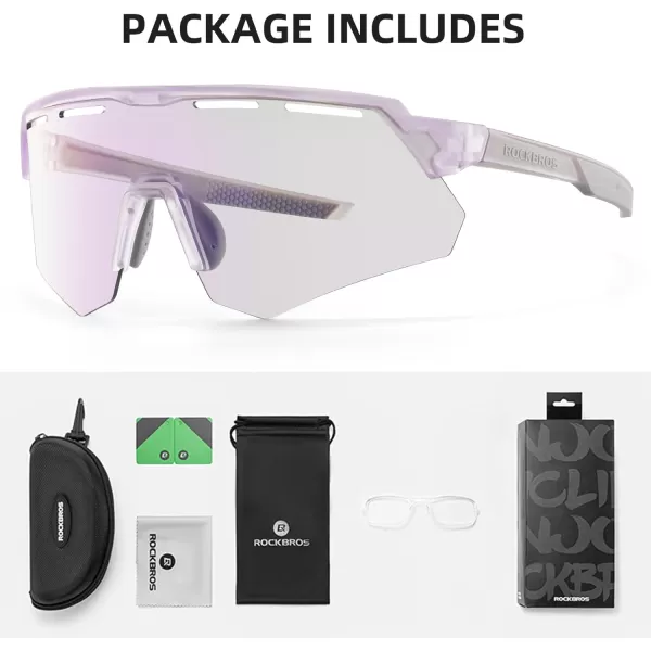 imageROCKBROS Photochromic Cycling Glasses for Men Running Glasses for Women Mountain Bike SunglassesPurple