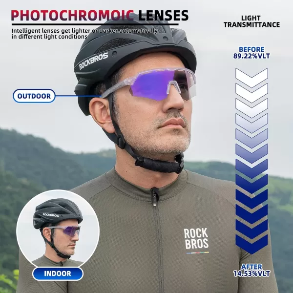 imageROCKBROS Photochromic Cycling Glasses for Men Running Glasses for Women Mountain Bike SunglassesPurple