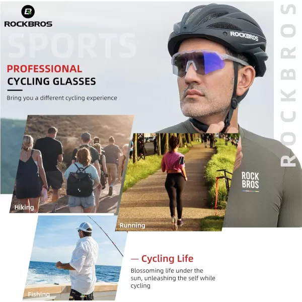 imageROCKBROS Photochromic Cycling Glasses for Men Running Glasses for Women Mountain Bike SunglassesPurple