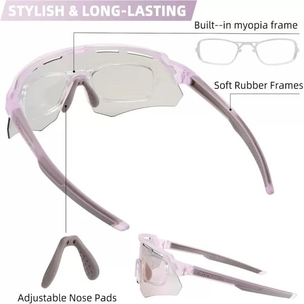 imageROCKBROS Photochromic Cycling Glasses for Men Running Glasses for Women Mountain Bike SunglassesPurple