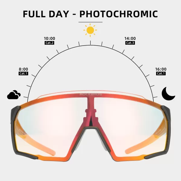 imageROCKBROS Photochromic Sport Cycling Sunglasses for Men Women Lightweight Comfortable UV ProtectionBlack