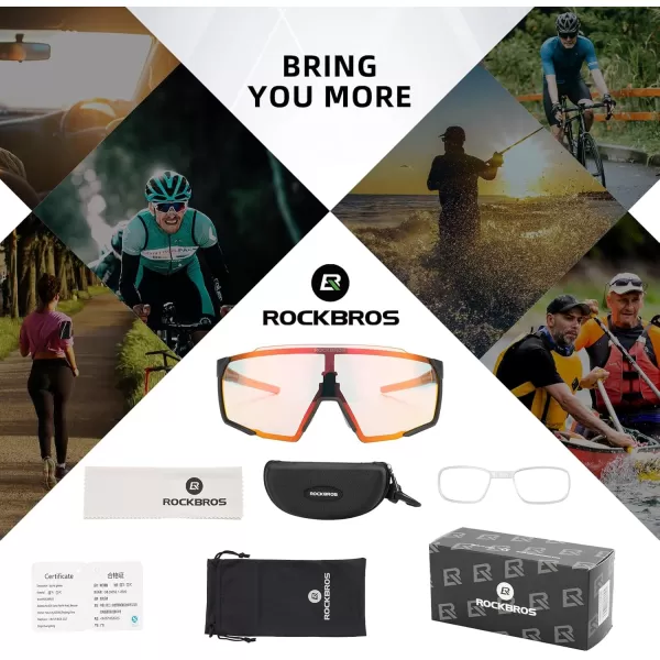 imageROCKBROS Photochromic Sport Cycling Sunglasses for Men Women Lightweight Comfortable UV ProtectionBlack