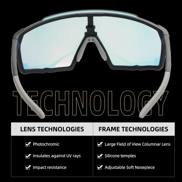 imageROCKBROS Photochromic Sport Cycling Sunglasses for Men Women Lightweight Comfortable UV ProtectionBlack