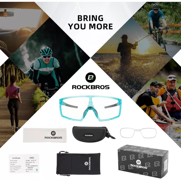 imageROCKBROS Photochromic Sport Cycling Sunglasses for Men Women Lightweight Comfortable UV ProtectionBlue