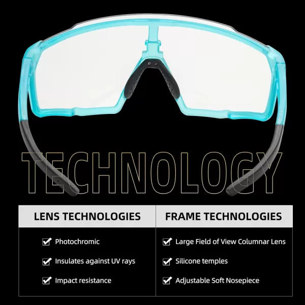imageROCKBROS Photochromic Sport Cycling Sunglasses for Men Women Lightweight Comfortable UV ProtectionBlue