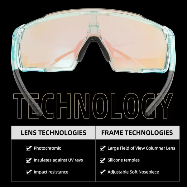 imageROCKBROS Photochromic Sport Cycling Sunglasses for Men Women Lightweight Comfortable UV ProtectionGrey