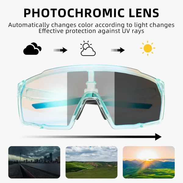 imageROCKBROS Photochromic Sport Cycling Sunglasses for Men Women Lightweight Comfortable UV ProtectionGrey
