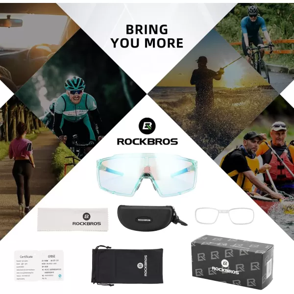 imageROCKBROS Photochromic Sport Cycling Sunglasses for Men Women Lightweight Comfortable UV ProtectionGrey