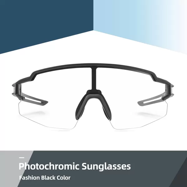 imageROCKBROS Photochromic Sports Sunglasses for Men Women Cycling UV ProtectionBlack