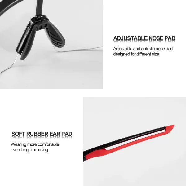 imageROCKBROS Photochromic Sports Sunglasses for Men Women Cycling UV ProtectionBlack Red