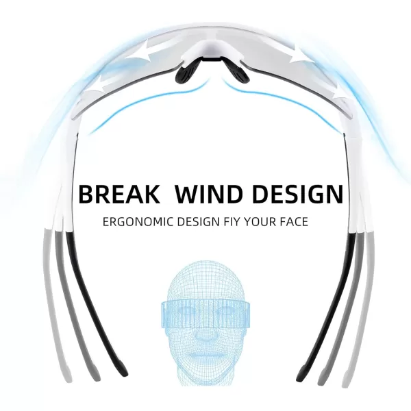 imageROCKBROS Photochromic Sports Sunglasses for Men Women Cycling UV ProtectionBlack Whiteantifog