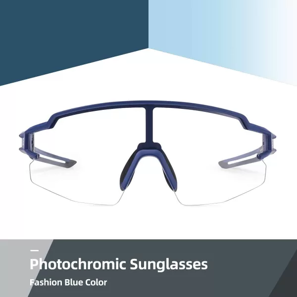 imageROCKBROS Photochromic Sports Sunglasses for Men Women Cycling UV ProtectionBlue