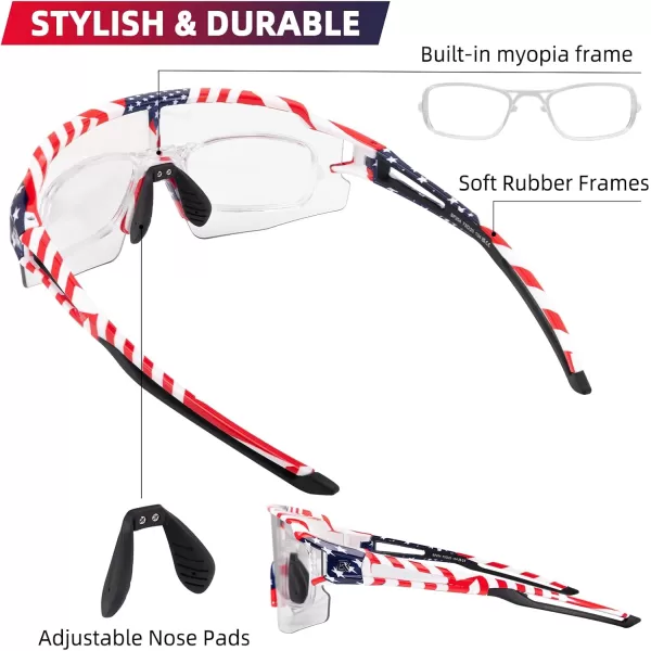 imageROCKBROS Photochromic Sports Sunglasses for Men Women Cycling UV ProtectionFlag