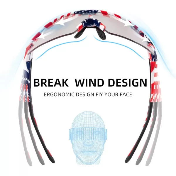 imageROCKBROS Photochromic Sports Sunglasses for Men Women Cycling UV ProtectionFlag