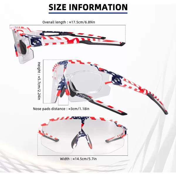 imageROCKBROS Photochromic Sports Sunglasses for Men Women Cycling UV ProtectionFlag