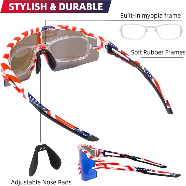 imageROCKBROS Photochromic Sports Sunglasses for Men Women Cycling UV ProtectionFlag Polarized