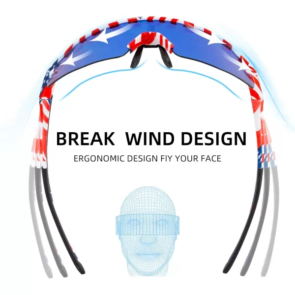 imageROCKBROS Photochromic Sports Sunglasses for Men Women Cycling UV ProtectionFlag Polarized
