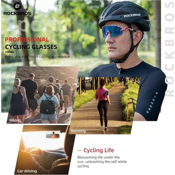 imageROCKBROS Photochromic Sports Sunglasses for Men Women Cycling UV ProtectionFlag Polarized