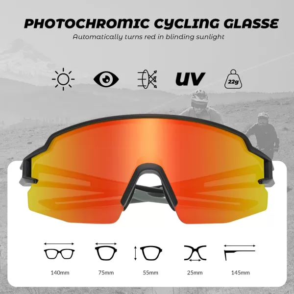 imageROCKBROS Photochromic Sports Sunglasses for Men Women Cycling UV ProtectionGrey