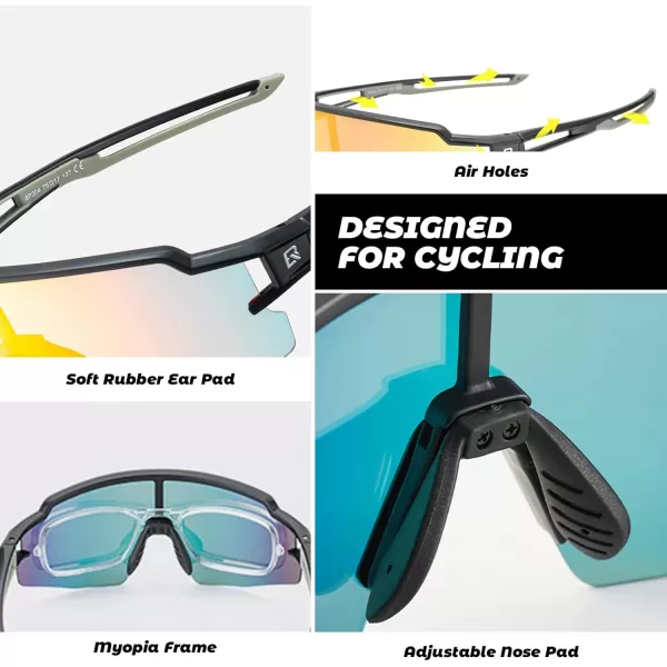 imageROCKBROS Photochromic Sports Sunglasses for Men Women Cycling UV ProtectionGrey