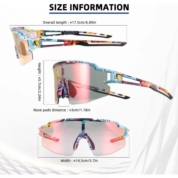 imageROCKBROS Photochromic Sports Sunglasses for Men Women Cycling UV ProtectionMulticolor
