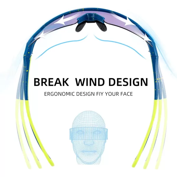 imageROCKBROS Photochromic Sports Sunglasses for Men Women Cycling UV ProtectionSprinkle Blue Polarized