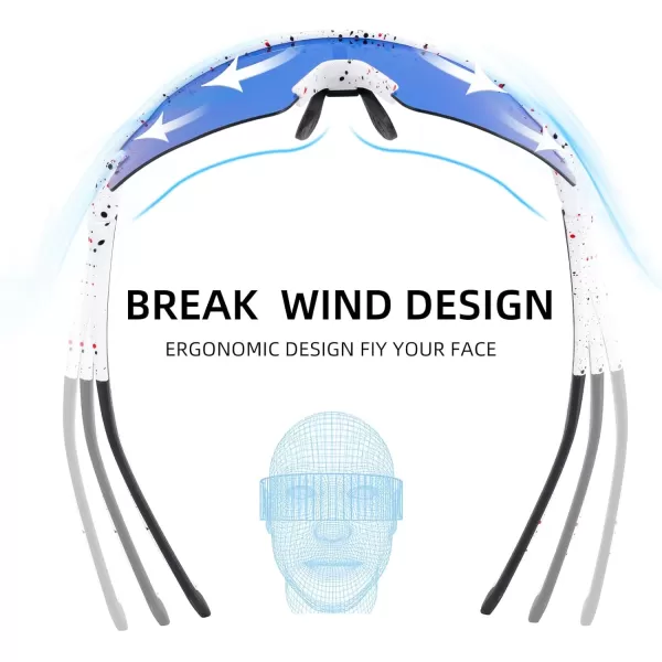 imageROCKBROS Photochromic Sports Sunglasses for Men Women Cycling UV ProtectionSprinkle White Blue Polarized