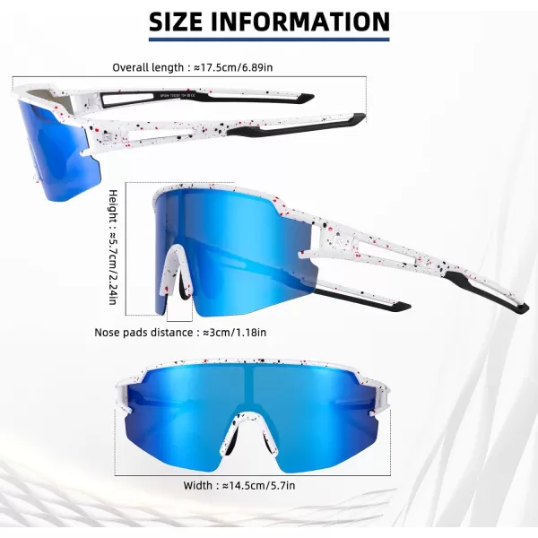 imageROCKBROS Photochromic Sports Sunglasses for Men Women Cycling UV ProtectionSprinkle White Blue Polarized