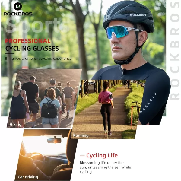 imageROCKBROS Photochromic Sports Sunglasses for Men Women Cycling UV ProtectionSprinkle White Blue Polarized