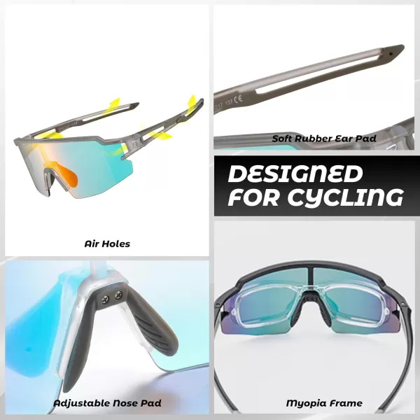 imageROCKBROS Photochromic Sports Sunglasses for Men Women Cycling UV ProtectionTransparent