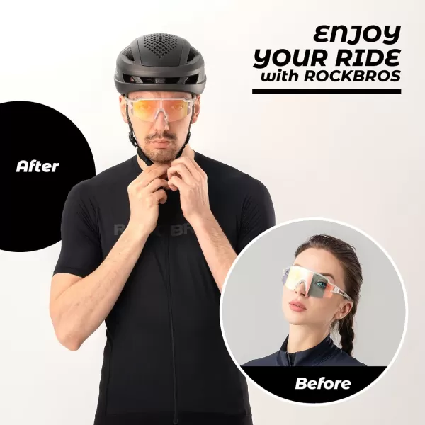 imageROCKBROS Photochromic Sports Sunglasses for Men Women Cycling UV ProtectionTransparent