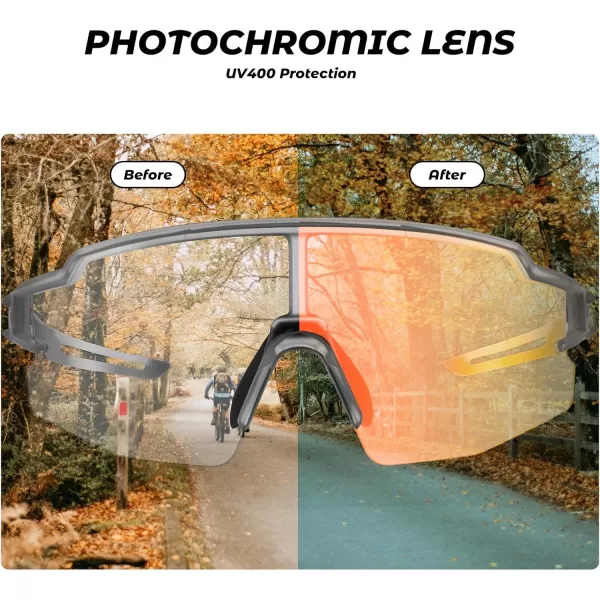 imageROCKBROS Photochromic Sports Sunglasses for Men Women Cycling UV ProtectionTransparent