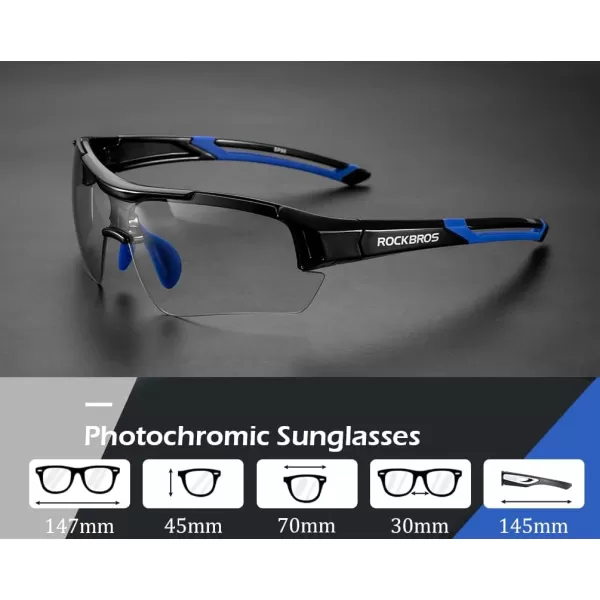 imageROCKBROS Photochromic Sunglasses for Men Women Safety Cycling Glasses UV Protection Outdoor Sport SunglassesBlack Blue