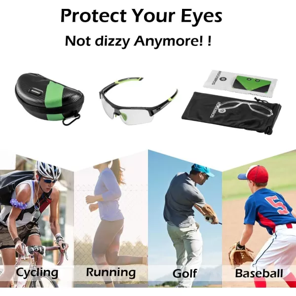 imageROCKBROS Photochromic Sunglasses for Men Women Safety Cycling Glasses UV Protection Outdoor Sport SunglassesBlack Green