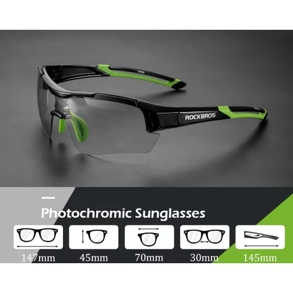 imageROCKBROS Photochromic Sunglasses for Men Women Safety Cycling Glasses UV Protection Outdoor Sport SunglassesBlack Green
