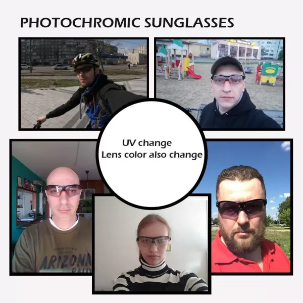 imageROCKBROS Photochromic Sunglasses for Men Women Safety Cycling Glasses UV Protection Outdoor Sport SunglassesBlack Green