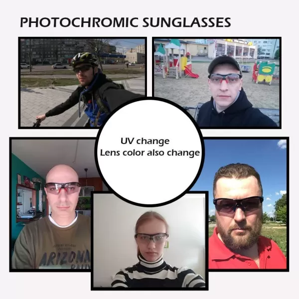 imageROCKBROS Photochromic Sunglasses for Men Women Safety Cycling Glasses UV Protection Outdoor Sport SunglassesBlack Red
