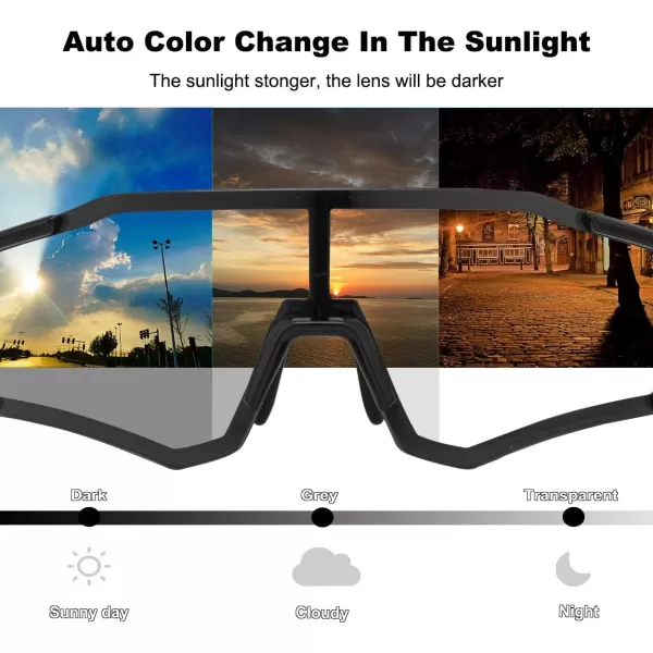 imageROCKBROS Photochromic Sunglasses for Men Women Sports Cycling Glasses UV Protection Windproof Bike Glasses for RunningBlack2