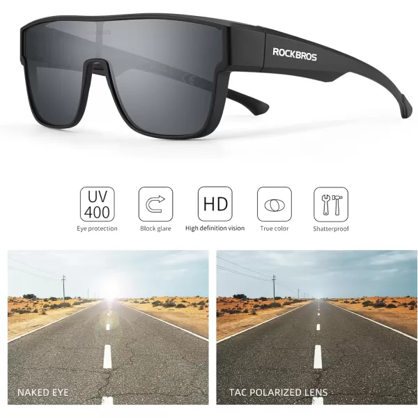 imageROCKBROS Polarized Fit Over Glasses Sunglasses 100 UV400 Protection for Men WomenWrap Around Sunglasses for Driving CyclingBlack