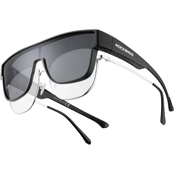 imageROCKBROS Polarized Fit Over Glasses Sunglasses 100 UV400 Protection for Men WomenWrap Around Sunglasses for Driving CyclingBlack