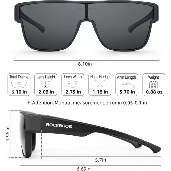 imageROCKBROS Polarized Fit Over Glasses Sunglasses 100 UV400 Protection for Men WomenWrap Around Sunglasses for Driving CyclingBlack