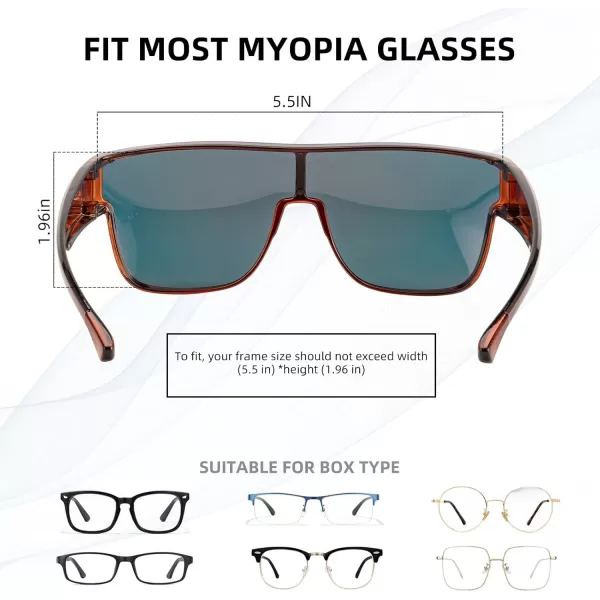imageROCKBROS Polarized Fit Over Glasses Sunglasses 100 UV400 Protection for Men WomenWrap Around Sunglasses for Driving CyclingDark Brown