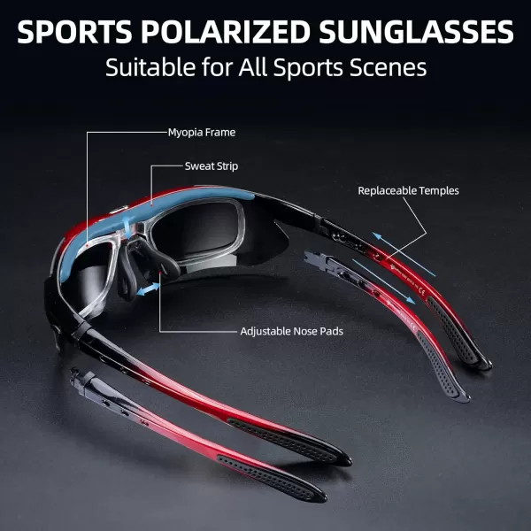 imageROCKBROS Polarized Sports Sunglasses UV Protection Cycling Glasses OutdoorRed