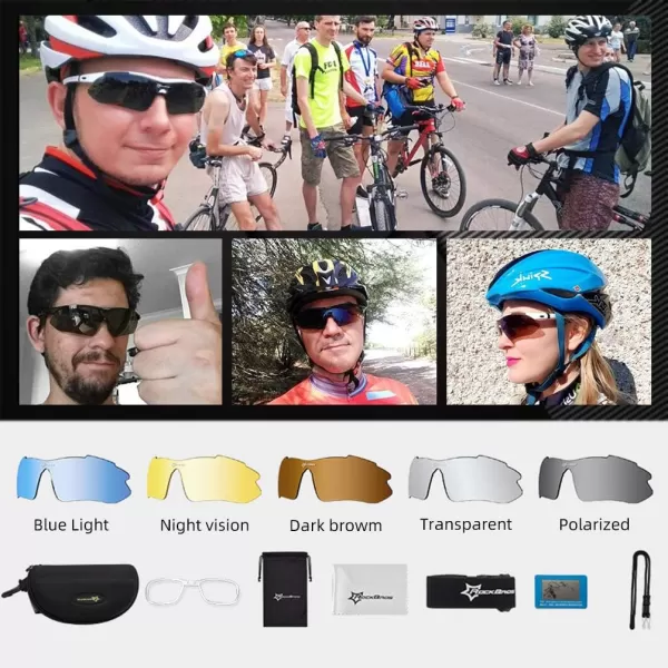 imageROCKBROS Polarized Sports Sunglasses UV Protection Cycling Glasses OutdoorWhite