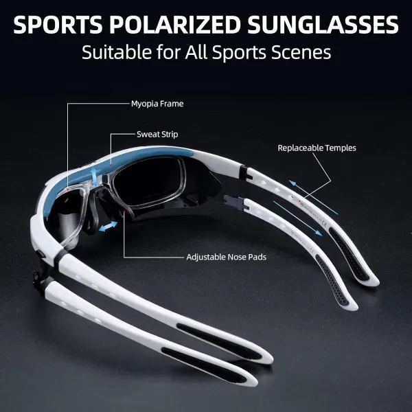 imageROCKBROS Polarized Sports Sunglasses UV Protection Cycling Glasses OutdoorWhite